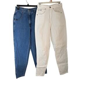 Chic Vintage Mom Jean Lot two pair White Blue denim Size 8 Tall